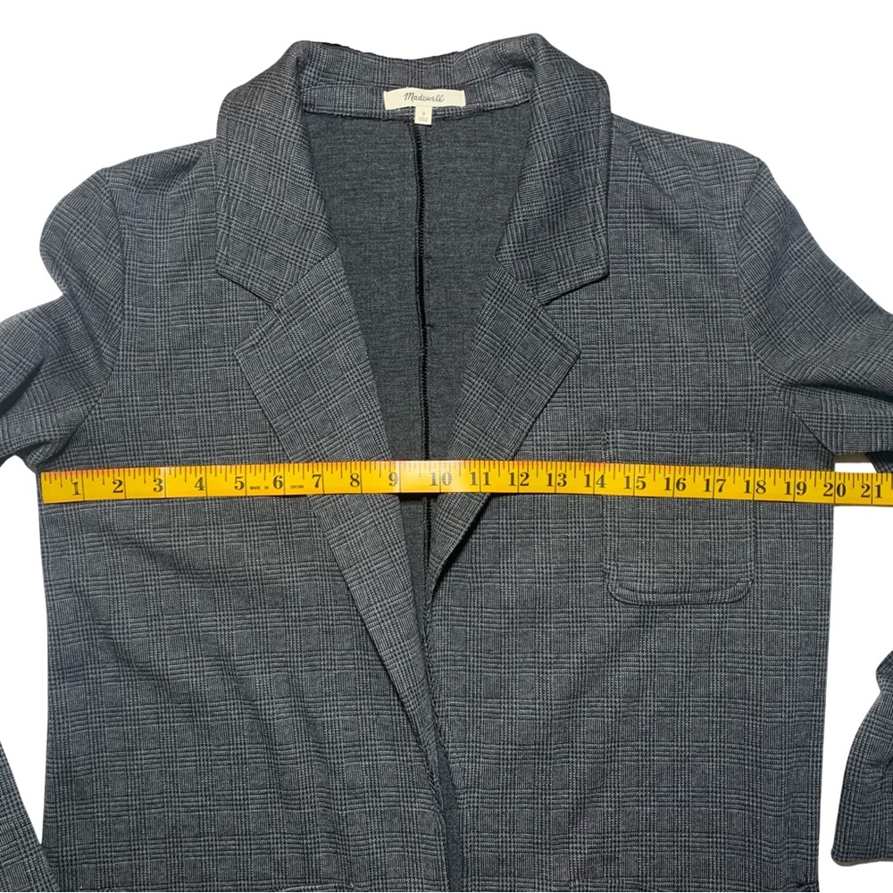 Madewell | Women | Gray Glen Plaid Oversized Open Front Knit Blazer | Size Small - Picture 5 of 11